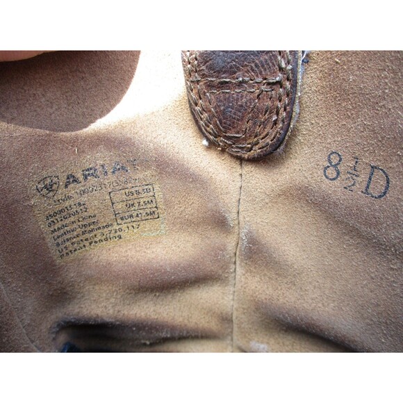 Ariat Rambler Bomber Cowboy Boots Men 8.5 D Brown Leather Square Toe Western - Picture 14 of 16